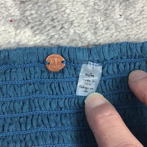 Free People FP One Athena Scallop Crochet Bralette Crop Top Boho Teal Blue Sz M - Picture 11 of 11